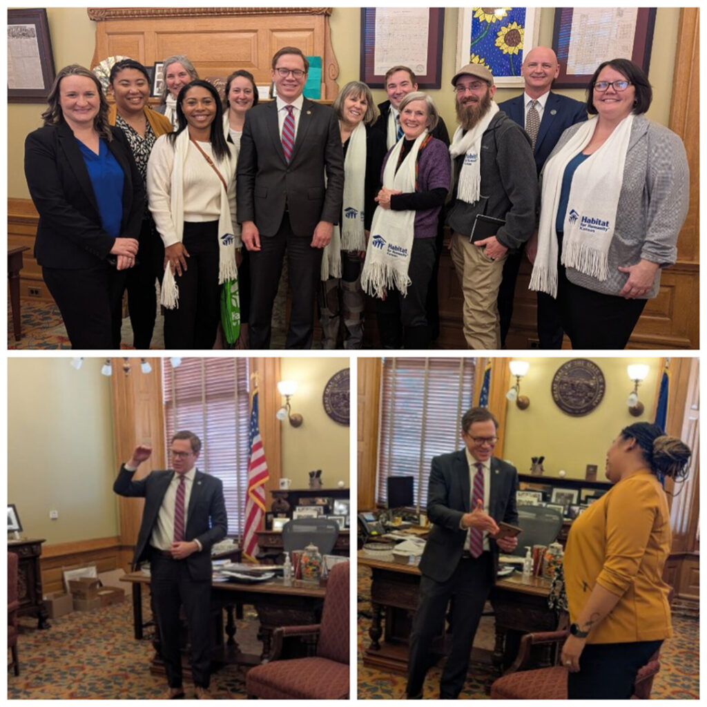 A collage of Habitat representatives meeting with Lt. Governor David Toland.