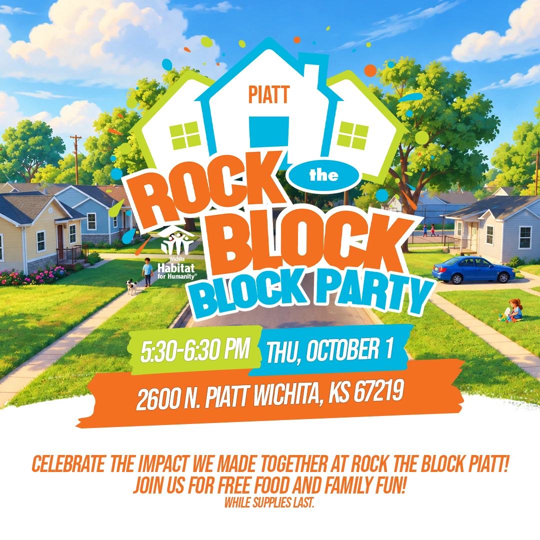 Rock the Block Piatt Block Party event flyer. Includes event details.